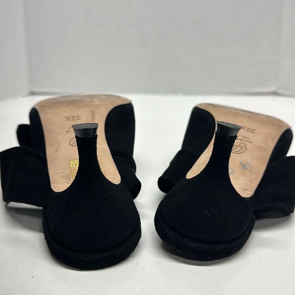 M Gemi Lasso Suede Pointed Toe Tie Bow Heeled Open Back Mules Shoes Black US 6.5 - Picture 8 of 11